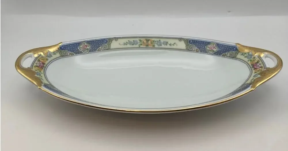 VTG Bohemia Ceramic Works Cecil Pattern Small Oval Au Gratin Dish Czechoslovakia
